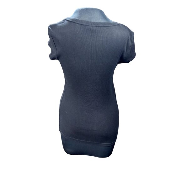 Topshop Black Ribbed Scoop Neck Short Sleeve T-Shirt Size S - Picture 3 of 11